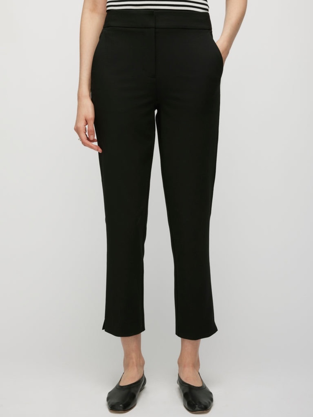 Kit + Ace Black Seymour Classic Straight Leg Split Hem Ankle Pants - US 10